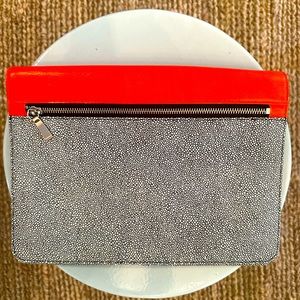 Halogen Spotted Envelope Clutch w/ Orange Accent
